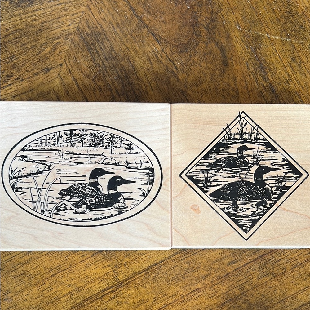 Northwoods Rubber Stamps, Inc. Two Wooden Stamps with Loon Design